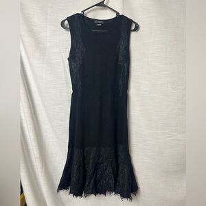 C by Bloomingdale's 100% Cashmere Black Lace Dress Whimsigoth Old Money Sz S
